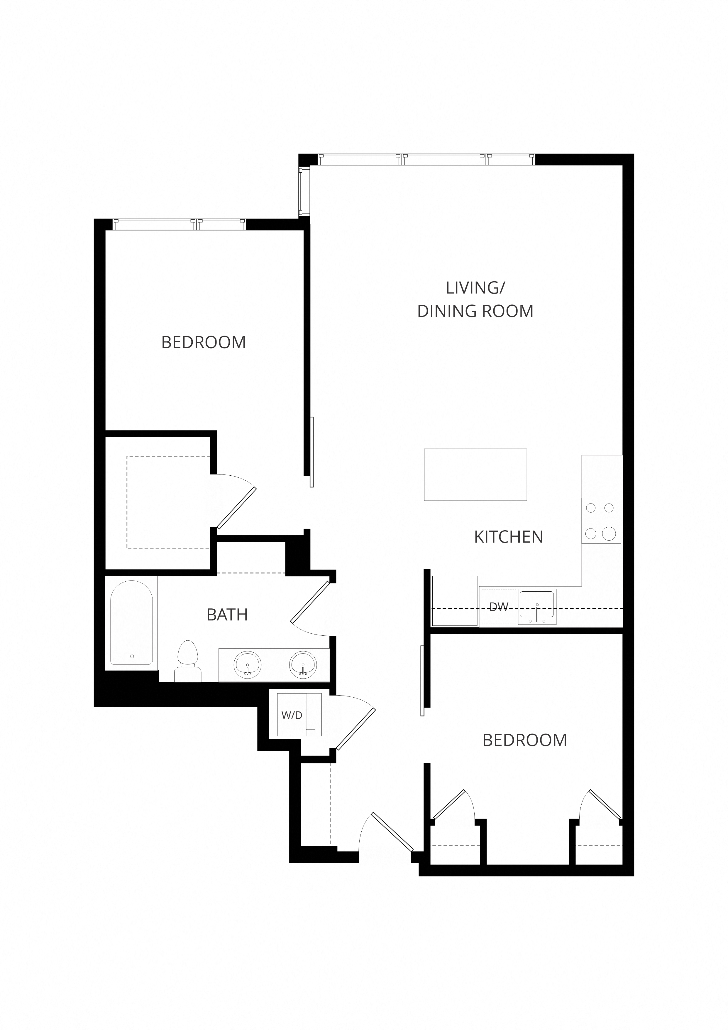 Two Bedroom 1 Bath - 3021 Holmes floor plan